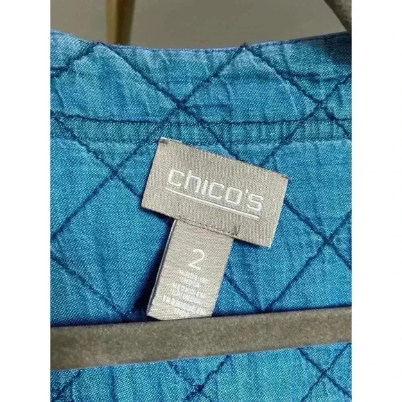 Chicos Quilted Denim Jacket Button Up Cottagecore Cozy Gorpcore Granola Fall Y2K - Picture 9 of 11